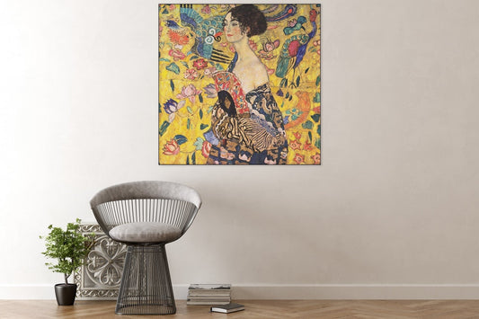 Acoustic art panel Lady with Fan: Gustav Klimt, sound-absorbing wall art
