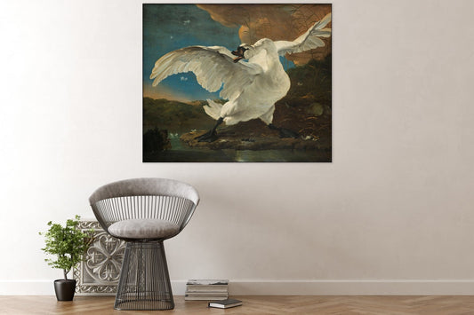 Acoustic art panel The Threatened Swan: Jan Asselijn, sound-absorbing wall art
