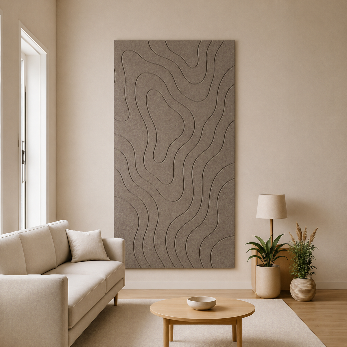 Topographic map wall art: 3D relief map made from acoustic felt