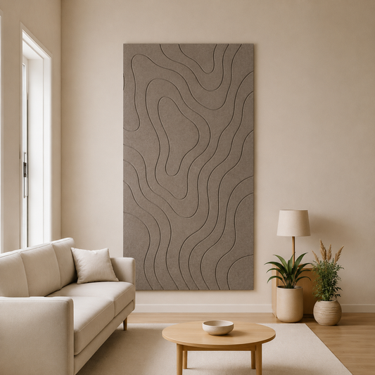 Topographic map wall art: 3D relief map made from acoustic felt