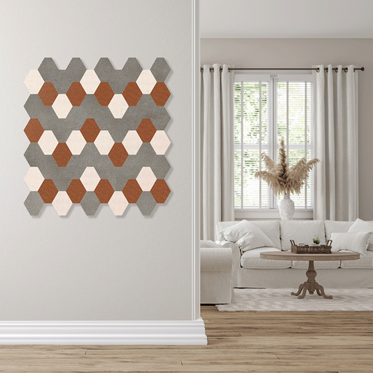 Visualisatie van EASYfelt Stick Lohex als meerkleurig wandpatroon