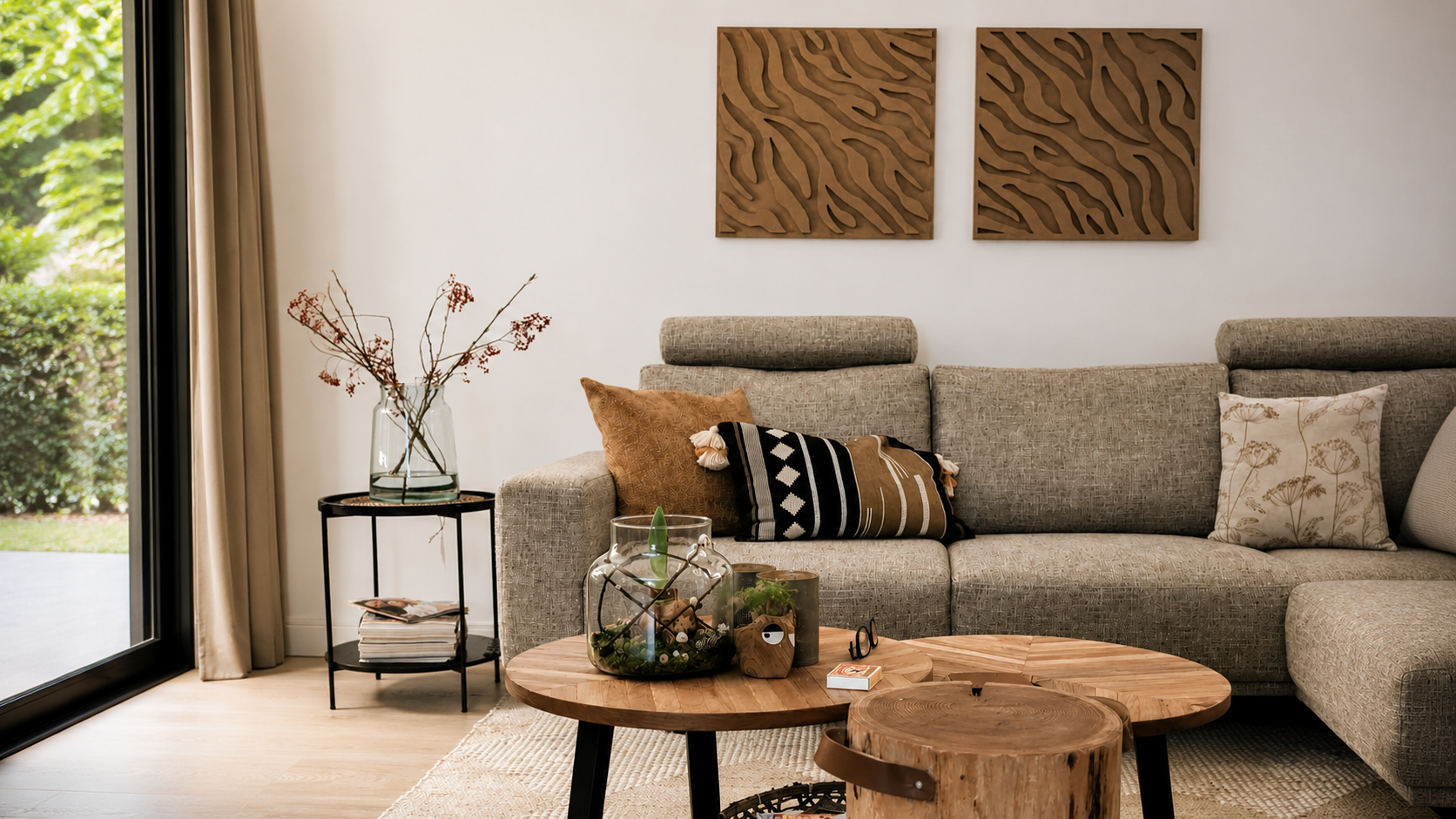 Quiet living room with acoustic wall panels