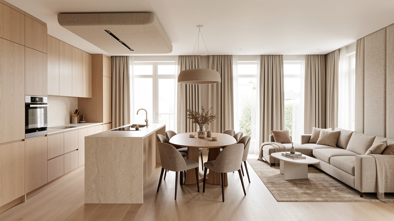 How to improve acoustics in an open kitchen and living room without losing the openness?