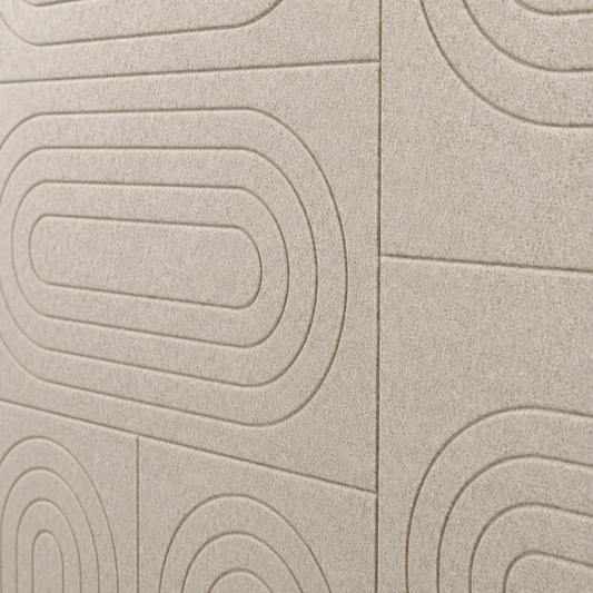 Acoustic wall tiles Groovy: sound-absorbing felt, retro wave pattern