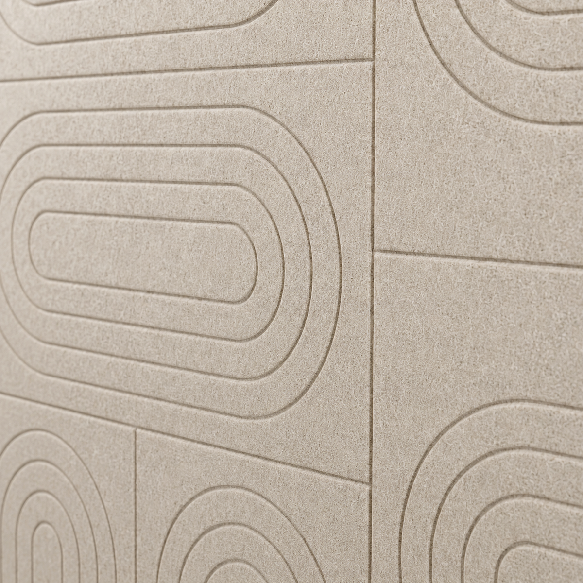 Acoustic wall tiles Groovy: sound-absorbing felt, retro wave pattern