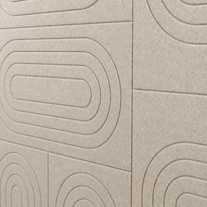 Acoustic wall tiles Groovy: sound-absorbing felt, retro wave pattern