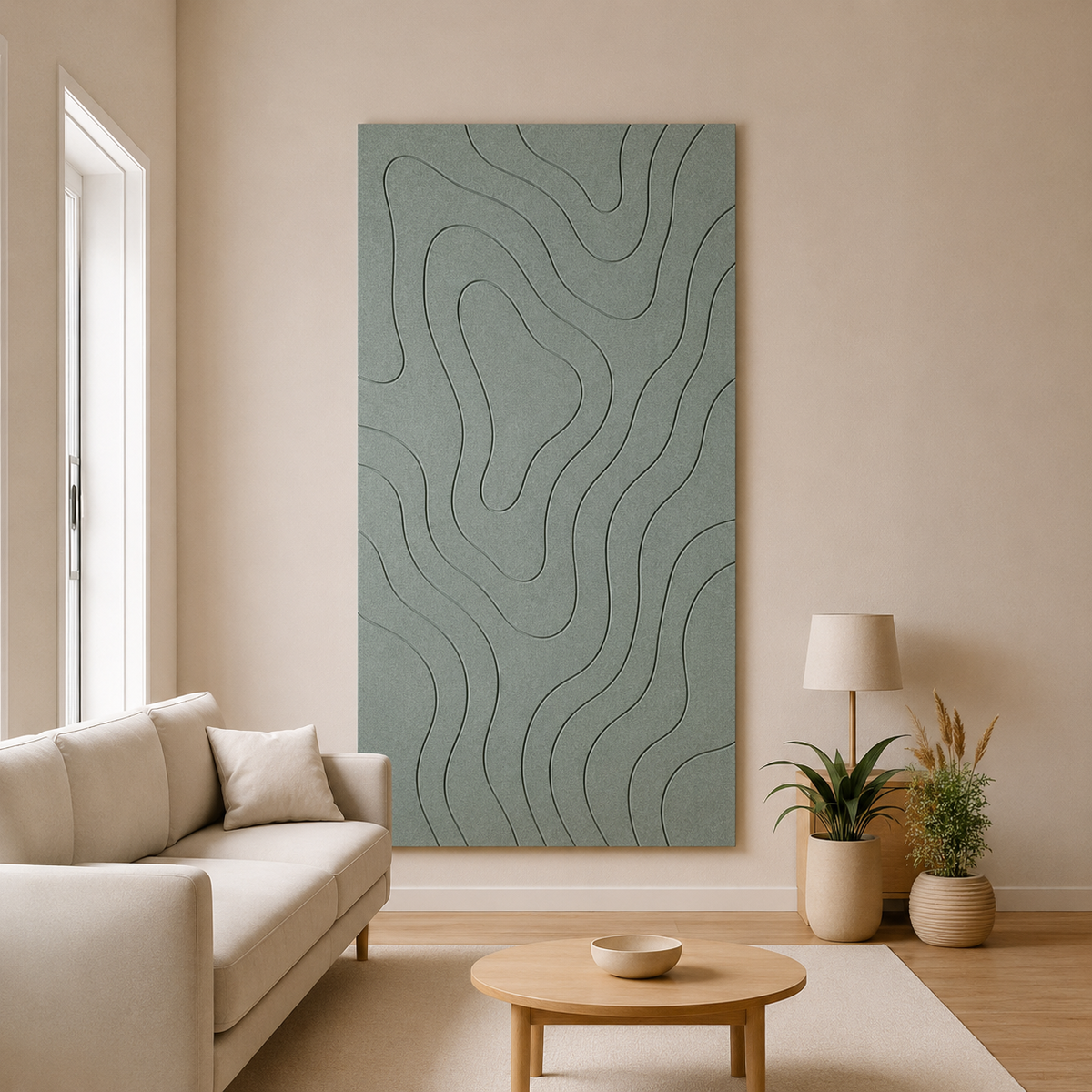 Topographic map wall art: 3D relief map made from acoustic felt