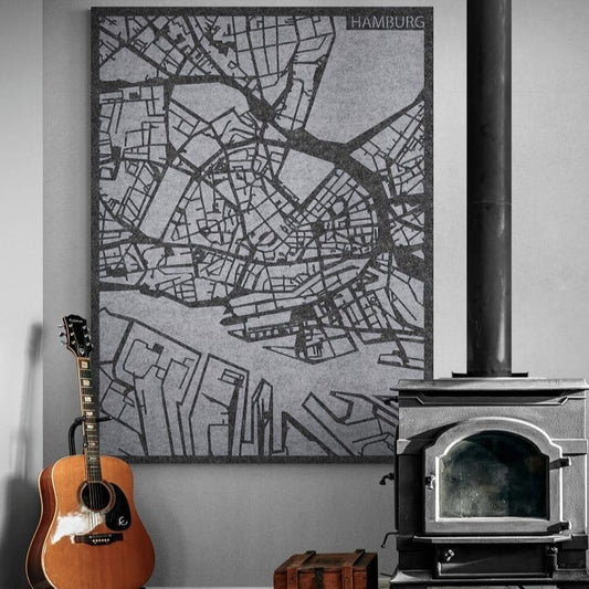 Acoustic City Map Hamburg 3D City Map of PET- felt