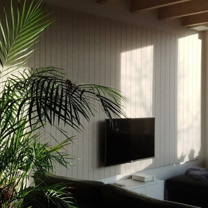 Acoustic Japandi Wall panels made of PET felt in a living room