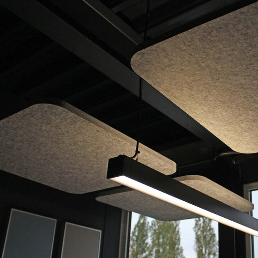 EASYfelt Ceiling Island Square overlooking the 25 mm thick PET felt