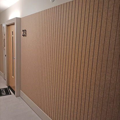 Acoustic slat wall Japandi Wall: sound-absorbing PET felt in Japandi style