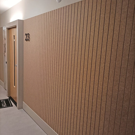 Acoustic slat wall Japandi Wall: sound-absorbing PET felt in Japandi style