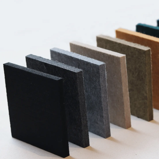 PET felt sample box: compare City Map, 9 mm and 25 mm felt