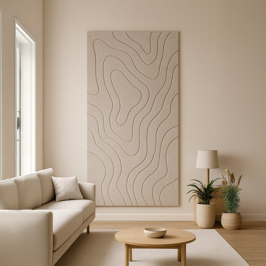 Topographic map wall art: 3D relief map made from acoustic felt