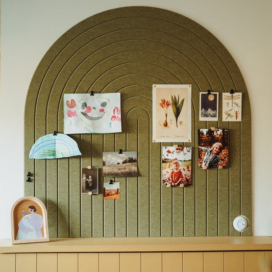 Acoustic wall panel Wall Arch: arc shaped PET felt and pinboard