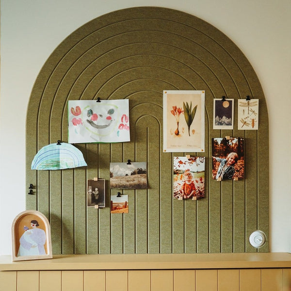 Acoustic wall panel Wall Arch: arc shaped PET felt and pinboard